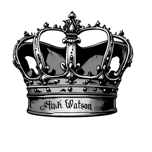 gothic crown with last name watson tattoo design idea