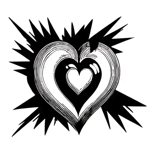 Heart with an inside and writing in the dark has vertical tattoo design idea