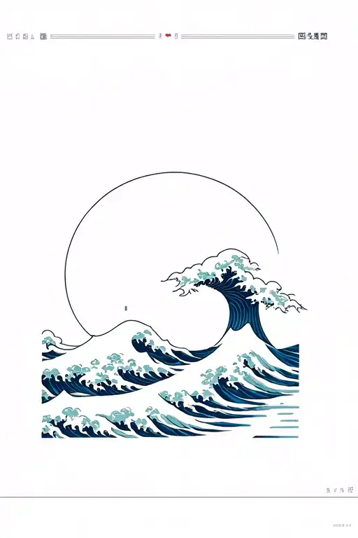 Japanese torii gate great wave tattoo design idea