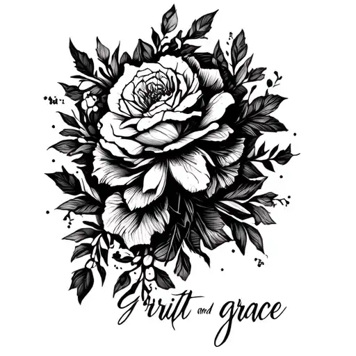 Grit and grace written tattoo design idea