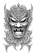 Barong mask tattoo design idea