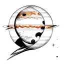 Jupiter and a superhero child tattoo design idea