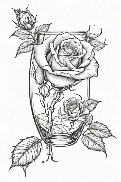a rose under a glass breaking to the side like beauty and the beast tattoo design idea