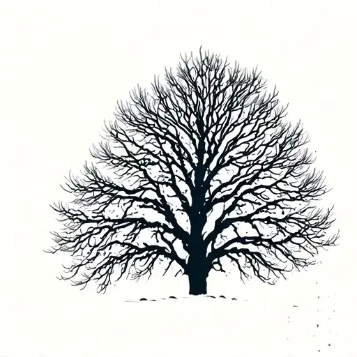 tree silhouette winter no leafs growing simple tattoo design idea