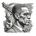 malcolm x holding gun tattoo design idea