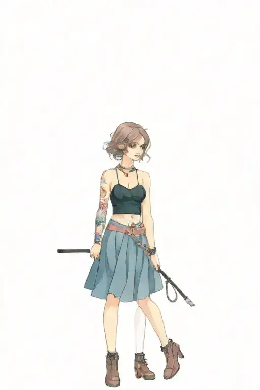 Sissy Slave Pink Leather Collar-with-chain-leash Pixie-cut Brown Hair Blue Eyes nose ring Flat Chest full body bra skirt tattoo design idea
