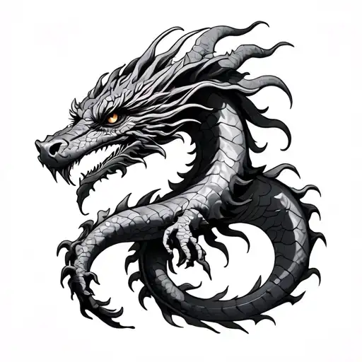 spiraling, wimple dragon that goes down the arm tattoo design idea