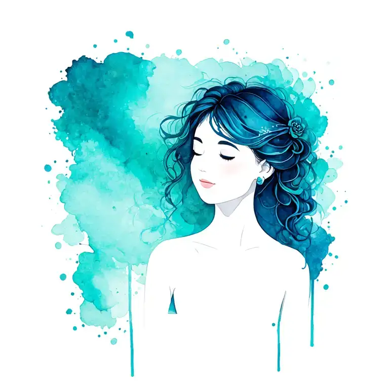 Dramatic colour tattoo as a memorial for mom who passed away from ovarian cancer. It should have teal as prominent color tattoo design idea