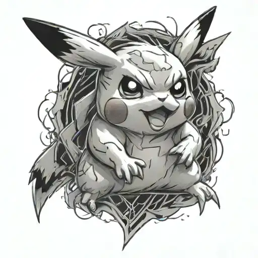 pikachu thunder angry tattoo design idea