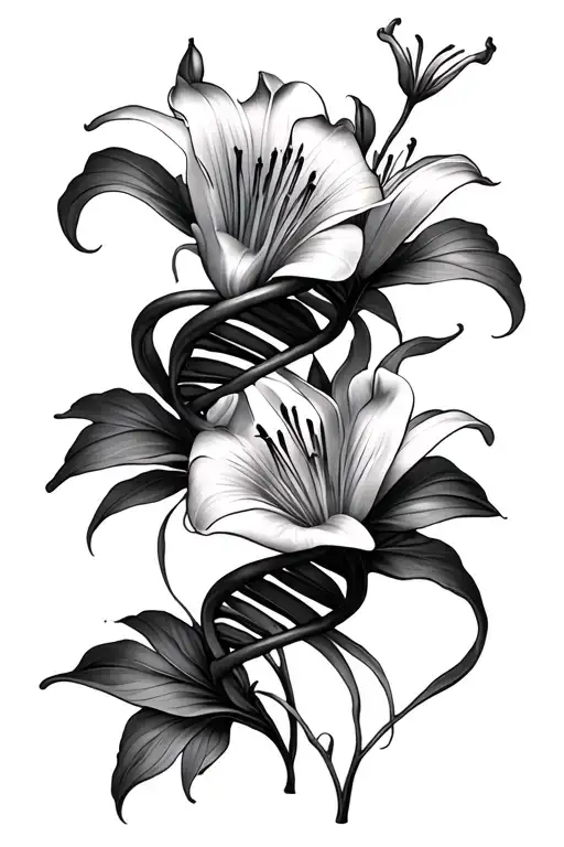 lily dna double helix tattoo design idea