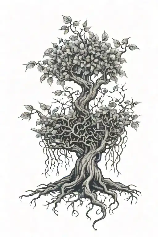 poison tree with 3 root  tattoo design idea