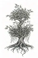poison tree with 3 root  tattoo design idea