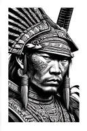 samurai Aztec fusion tattoo design idea