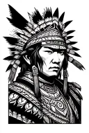 samurai Aztec fusion tattoo design idea