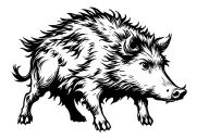 medieval engraving style boar tattoo design idea