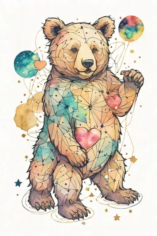 bear constellation intertwined hearts one heart tattoo design idea