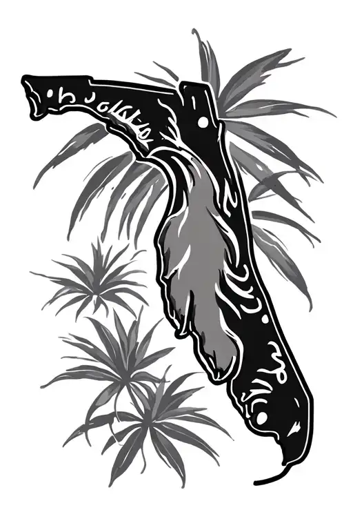 Florida state outline tattoo design idea