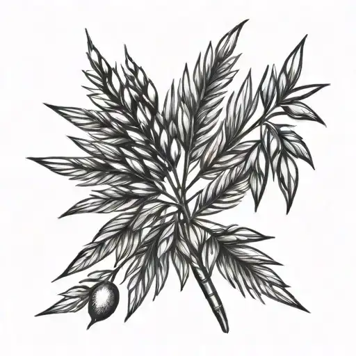 Small Line olive branch and wheat stalk tattoo design idea