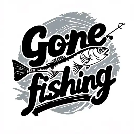 "Gone fishing" fishing pole tattoo design idea