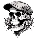 skull with cap tattoo design idea