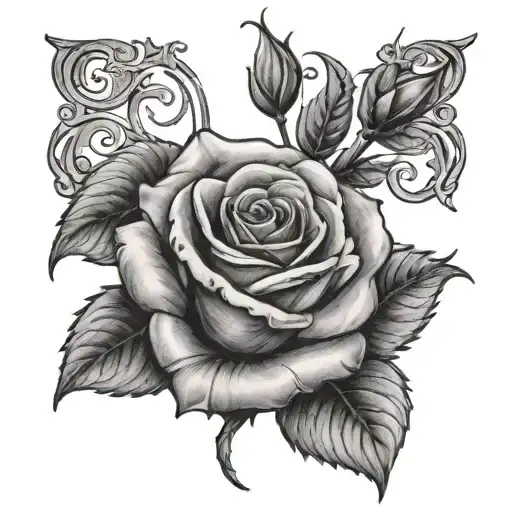 rose on the side with Latasha then under it saying October 13,1983 in Roman numerals  tattoo design idea