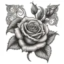 rose on the side with Latasha then under it saying October 13,1983 in Roman numerals  tattoo design idea