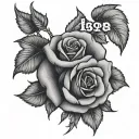 rose on the side with Latasha then under it saying October 13,1983 in Roman numerals  tattoo design idea