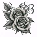 rose on the side with Latasha then under it saying October 13,1983 in Roman numerals  tattoo design idea