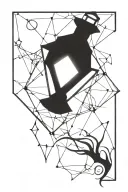 Diamond shaped Gothic lantern tattoo design idea