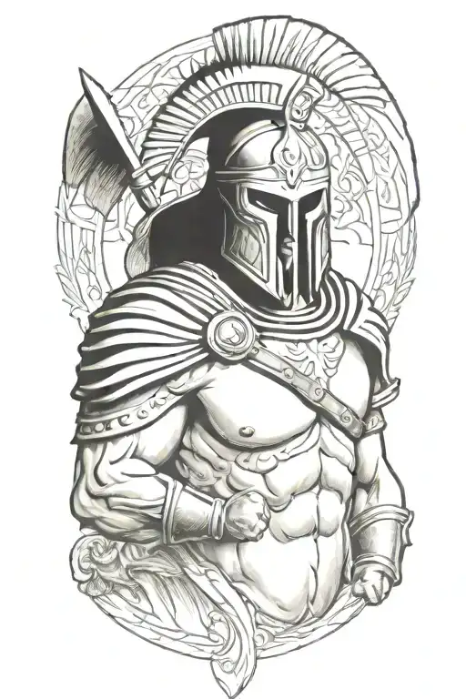 spartan warrior holding tattoo design idea