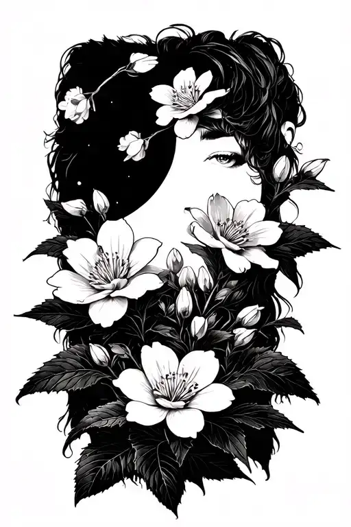 night blooming jasmine twin peaks david lynch black white  tattoo design idea