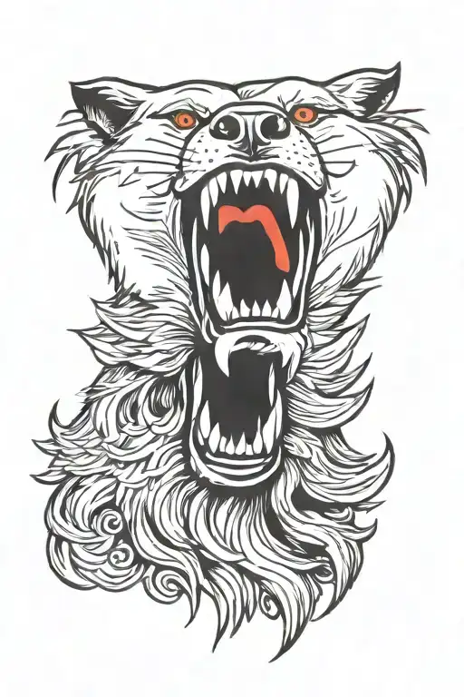wolf his mouth open door tattoo design idea