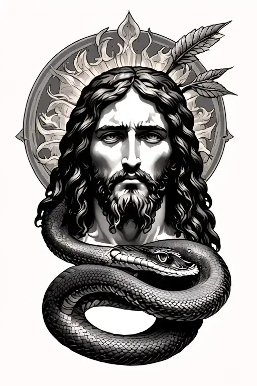 Jesus crushing serpent tattoo design idea
