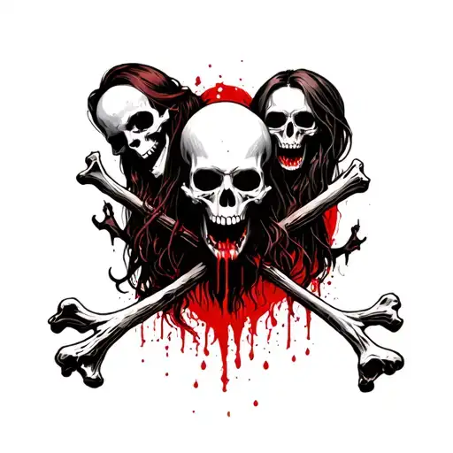 place hell with evil women skulls bones war death tattoo design idea
