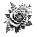 roses, gerberas and lilacs tattoo design idea