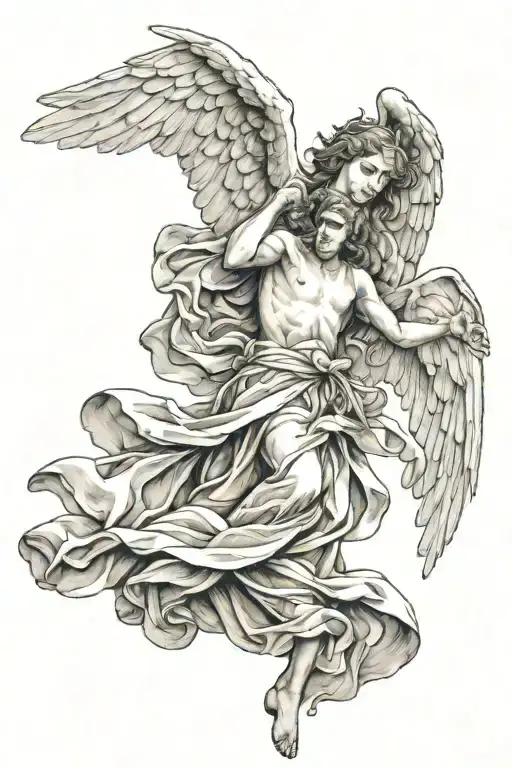angel flying tattoo design idea