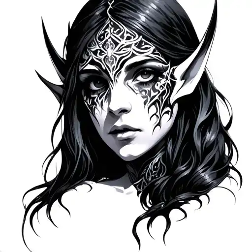 Elven. No Face tattoo design idea