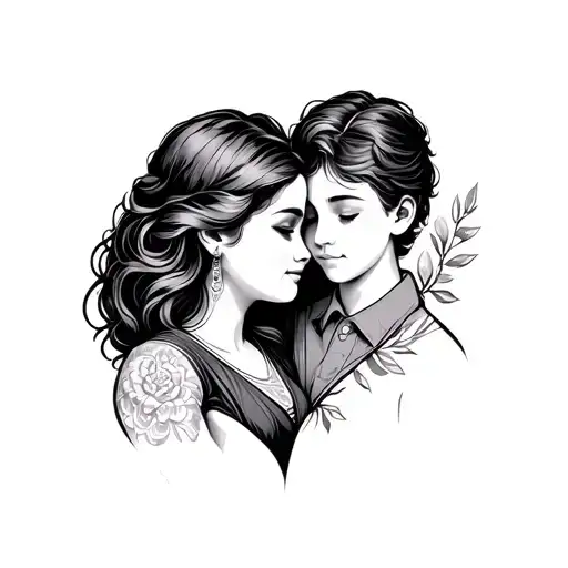 mom and son tattoo design idea