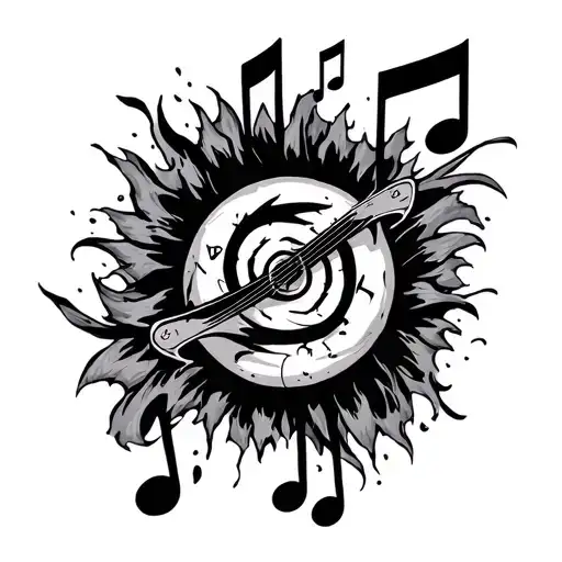 Naruto cursed mark tatto with music notes tattoo design idea