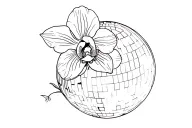 disco ball with orchid tattoo design idea