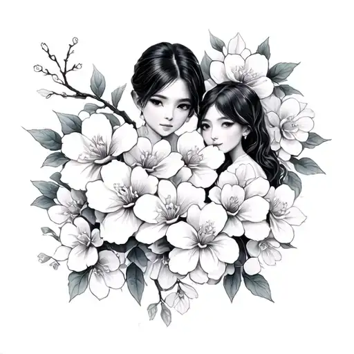 Sakura Flowers Voyage Family tattoo design idea