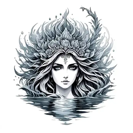 water goddess tattoo design idea