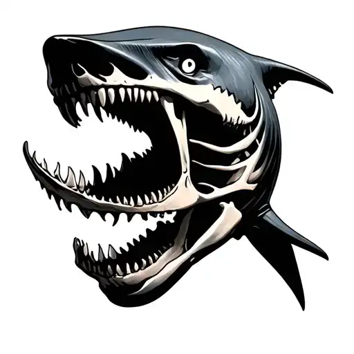 shark skeleton tattoo design idea