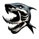 shark skeleton tattoo design idea