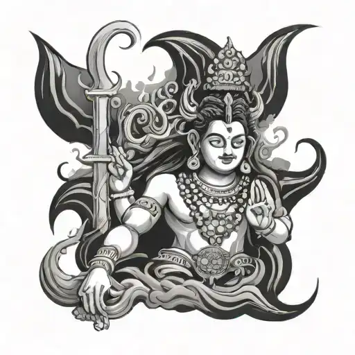 Combine the Damru with Shiva's mantra ("Om Namah Shivaya") and flowing smoke for a mystic effect. tattoo design idea