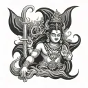Combine the Damru with Shiva's mantra ("Om Namah Shivaya") and flowing smoke for a mystic effect. tattoo design idea