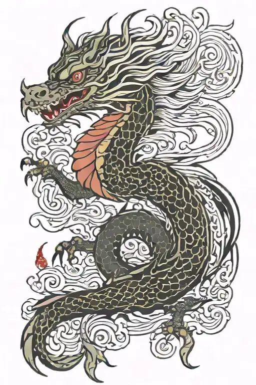 a dragon-phoenix hybrid creature tattoo design idea