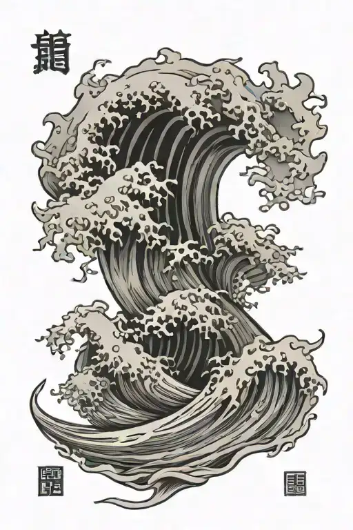 japenese wave tattoo design idea