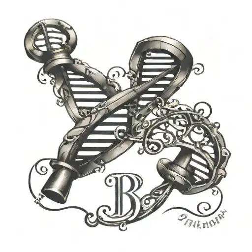 dna helix with initials inside  tattoo design idea