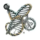 dna helix with initials inside  tattoo design idea